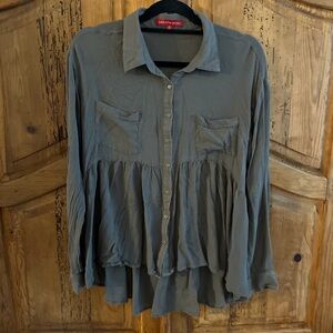 Saks Fifth Avenue Green Button-Down Women's Shirt